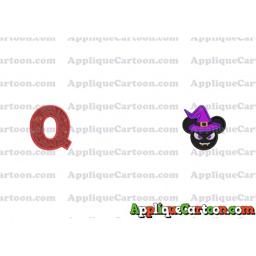 Mickey Wizard Hat Halloween Ears Applique Design With Alphabet Q