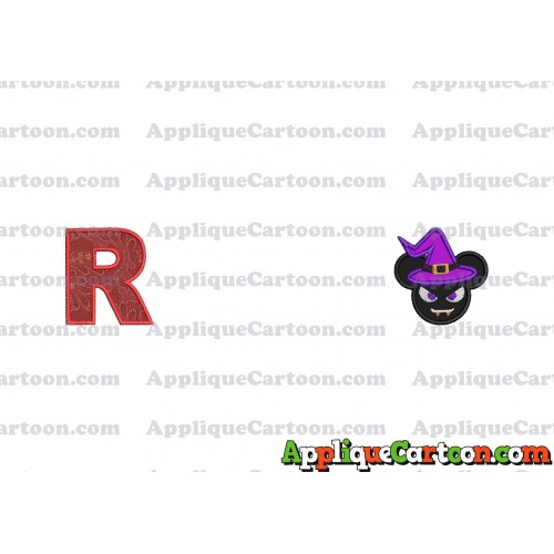 Mickey Wizard Hat Halloween Ears Applique Design With Alphabet R