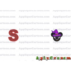 Mickey Wizard Hat Halloween Ears Applique Design With Alphabet S