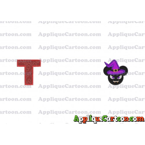 Mickey Wizard Hat Halloween Ears Applique Design With Alphabet T