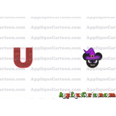 Mickey Wizard Hat Halloween Ears Applique Design With Alphabet U