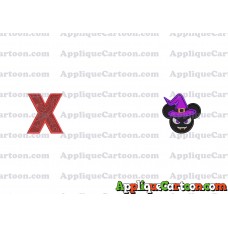 Mickey Wizard Hat Halloween Ears Applique Design With Alphabet X