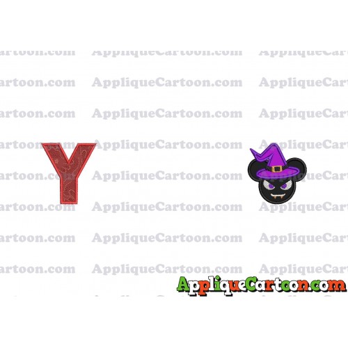 Mickey Wizard Hat Halloween Ears Applique Design With Alphabet Y