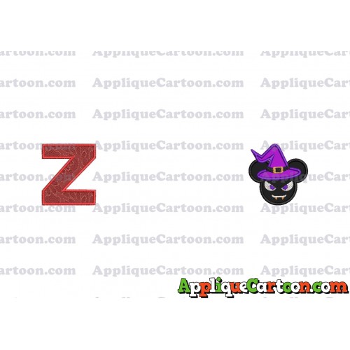Mickey Wizard Hat Halloween Ears Applique Design With Alphabet Z
