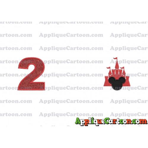 Mickey and Castle Applique Design Birthday Number 2