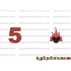 Mickey and Castle Applique Design Birthday Number 5