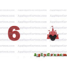 Mickey and Castle Applique Design Birthday Number 6