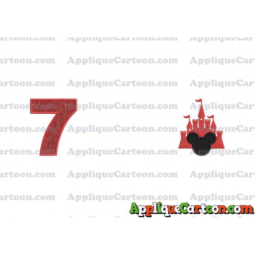 Mickey and Castle Applique Design Birthday Number 7