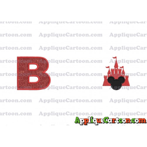 Mickey and Castle Applique Design With Alphabet B
