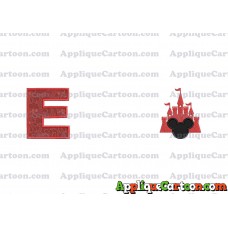 Mickey and Castle Applique Design With Alphabet E