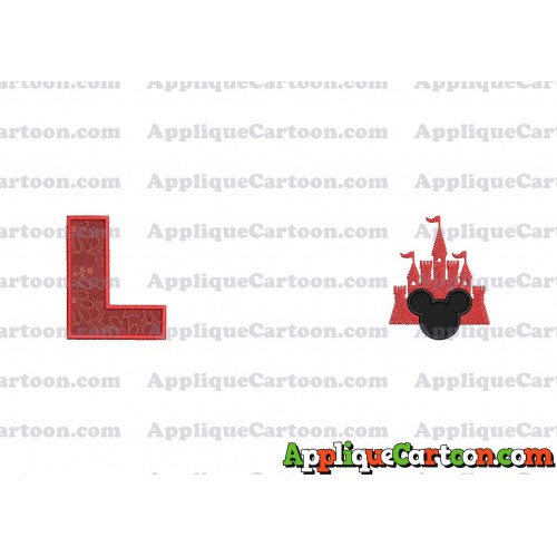Mickey and Castle Applique Design With Alphabet L