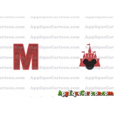Mickey and Castle Applique Design With Alphabet M