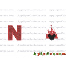 Mickey and Castle Applique Design With Alphabet N