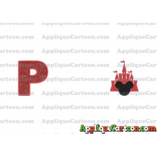 Mickey and Castle Applique Design With Alphabet P