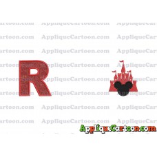 Mickey and Castle Applique Design With Alphabet R