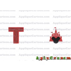 Mickey and Castle Applique Design With Alphabet T