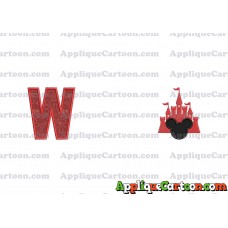 Mickey and Castle Applique Design With Alphabet W