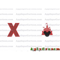 Mickey and Castle Applique Design With Alphabet X