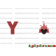 Mickey and Castle Applique Design With Alphabet Y