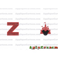 Mickey and Castle Applique Design With Alphabet Z