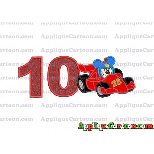 Mickey and the Roadster Racers Number 28 Applique Design Birthday Number 10
