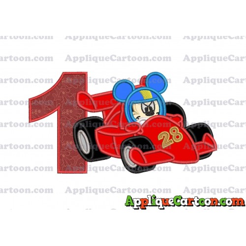 Mickey and the Roadster Racers Number 28 Applique Design Birthday Number 1