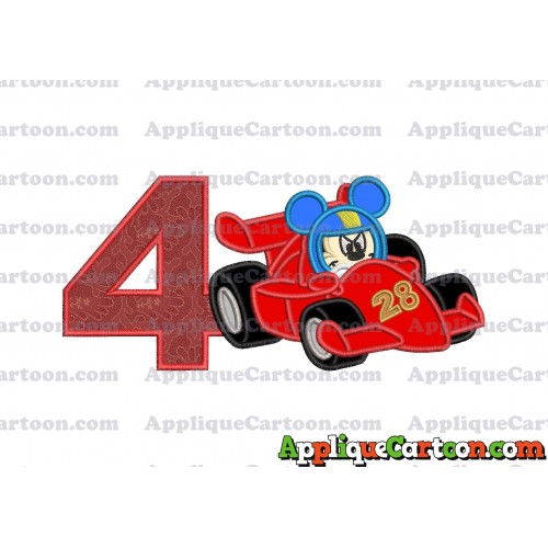 Mickey and the Roadster Racers Number 28 Applique Design Birthday Number 4