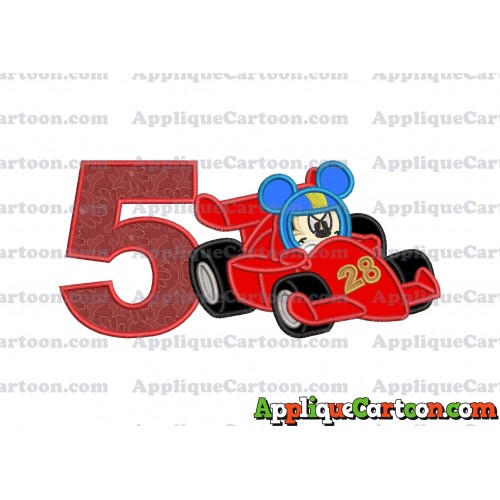 Mickey and the Roadster Racers Number 28 Applique Design Birthday Number 5