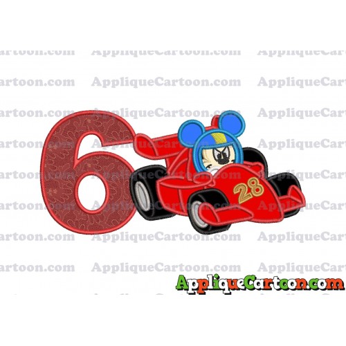 Mickey and the Roadster Racers Number 28 Applique Design Birthday Number 6