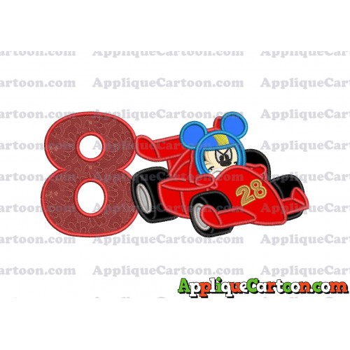 Mickey and the Roadster Racers Number 28 Applique Design Birthday Number 8