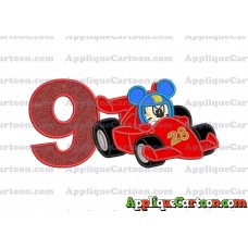 Mickey and the Roadster Racers Number 28 Applique Design Birthday Number 9