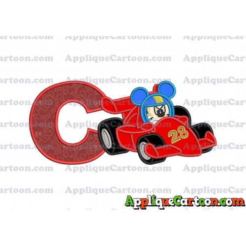 Mickey and the Roadster Racers Number 28 Applique Design With Alphabet C