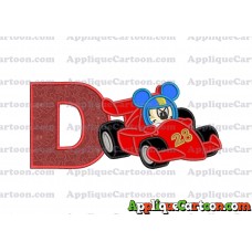 Mickey and the Roadster Racers Number 28 Applique Design With Alphabet D