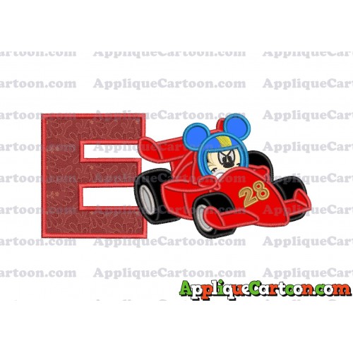 Mickey and the Roadster Racers Number 28 Applique Design With Alphabet E