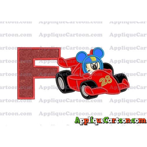 Mickey and the Roadster Racers Number 28 Applique Design With Alphabet F