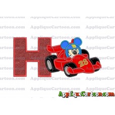 Mickey and the Roadster Racers Number 28 Applique Design With Alphabet H