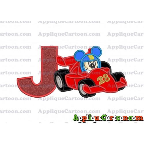 Mickey and the Roadster Racers Number 28 Applique Design With Alphabet J