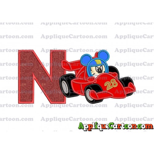 Mickey and the Roadster Racers Number 28 Applique Design With Alphabet N