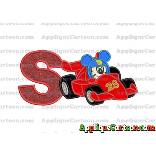 Mickey and the Roadster Racers Number 28 Applique Design With Alphabet S