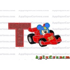 Mickey and the Roadster Racers Number 28 Applique Design With Alphabet T