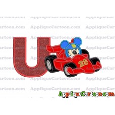 Mickey and the Roadster Racers Number 28 Applique Design With Alphabet U