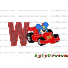 Mickey and the Roadster Racers Number 28 Applique Design With Alphabet W