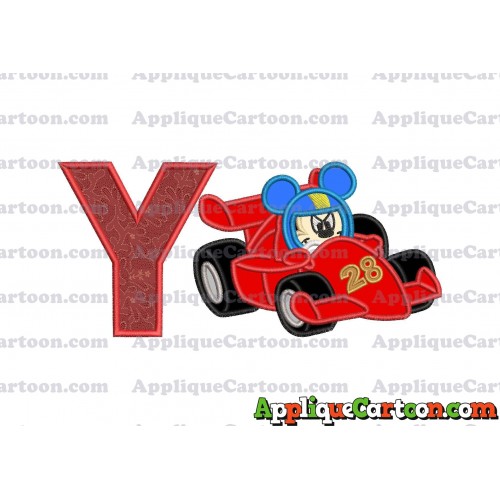 Mickey and the Roadster Racers Number 28 Applique Design With Alphabet Y