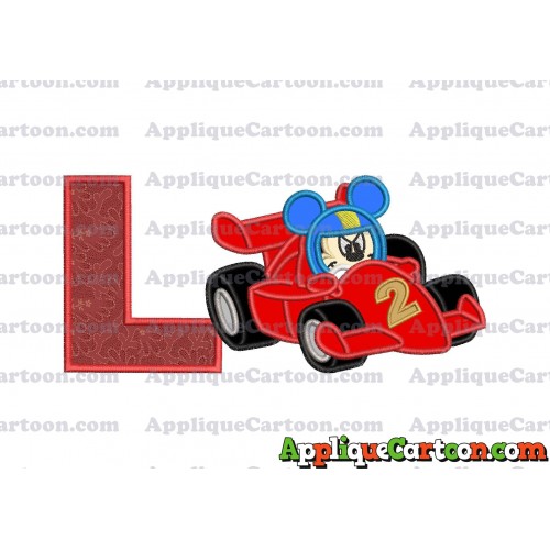 Mickey and the Roadster Racers Number 2 Applique Design With Alphabet L