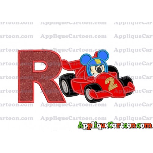 Mickey and the Roadster Racers Number 2 Applique Design With Alphabet R