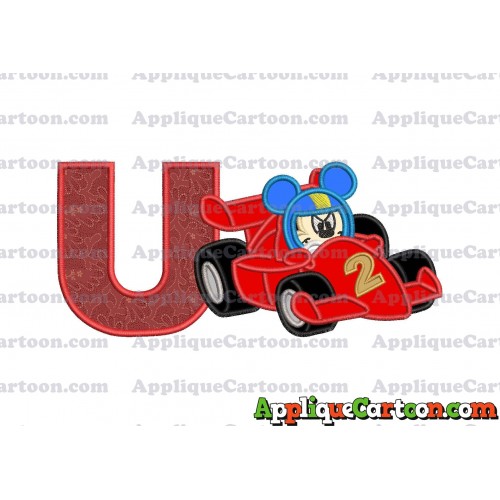 Mickey and the Roadster Racers Number 2 Applique Design With Alphabet U
