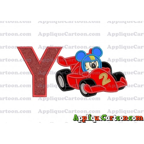 Mickey and the Roadster Racers Number 2 Applique Design With Alphabet Y