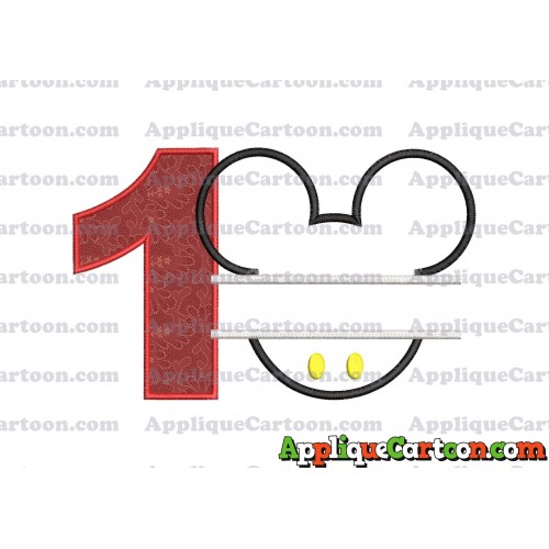 Mickey frame embroidery Disney embroidery applique Birthday Number 1