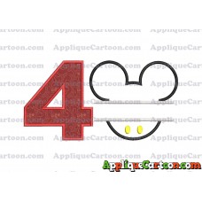 Mickey frame embroidery Disney embroidery applique Birthday Number 4