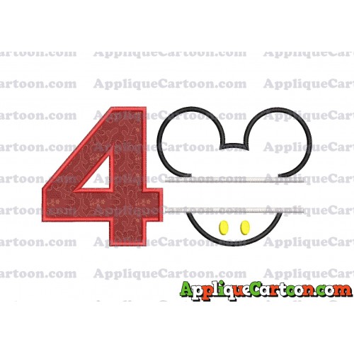 Mickey frame embroidery Disney embroidery applique Birthday Number 4